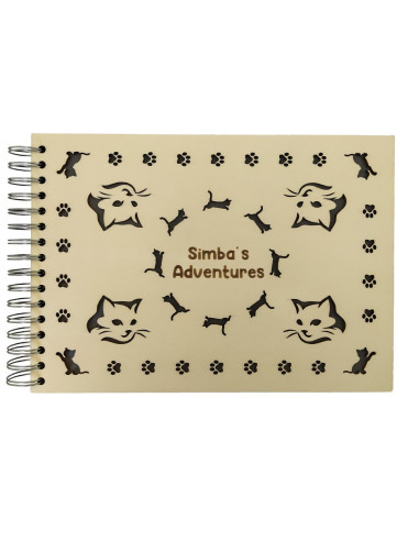 carnet photo original pour souvenirs de chats avec texte gravé