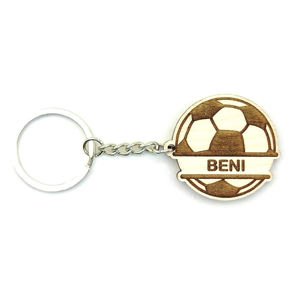 Llavero de f&uacute;tbol con nombre personalizado