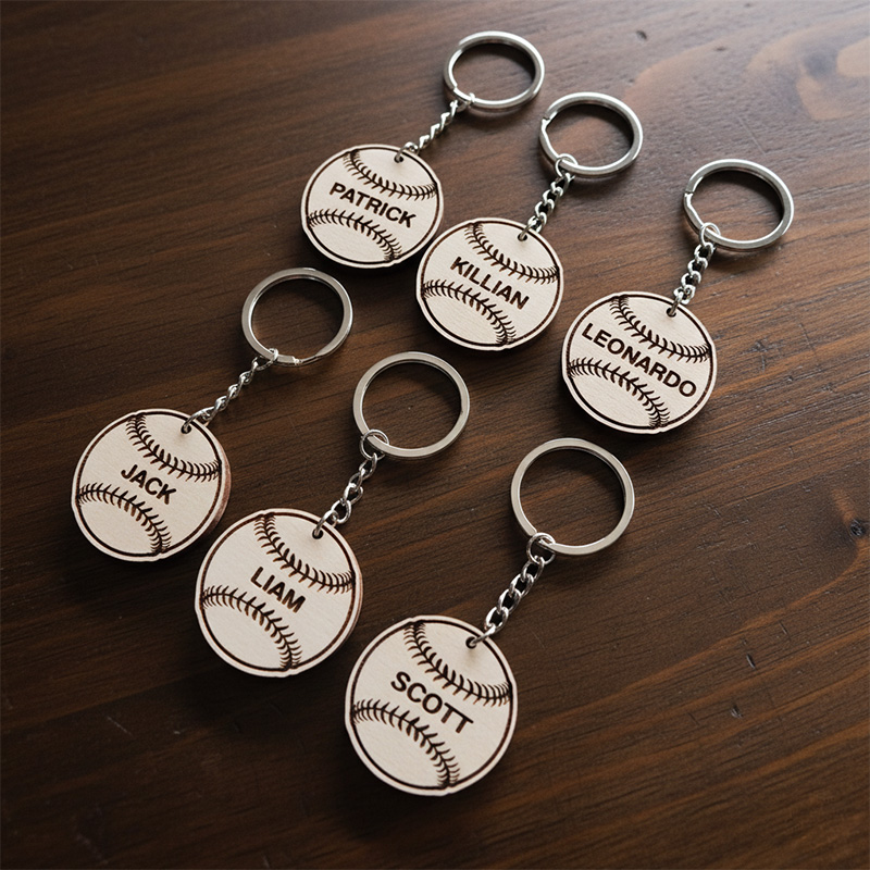 Baseball-Schlüsselanhänger-Set. Individuelles Teamgeschenk