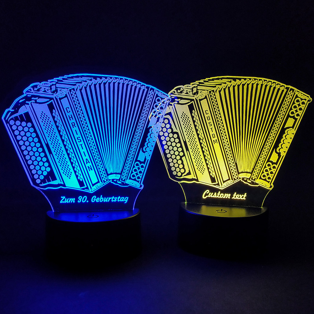 Lampe LED personnalisée accordéon avec nom et texte