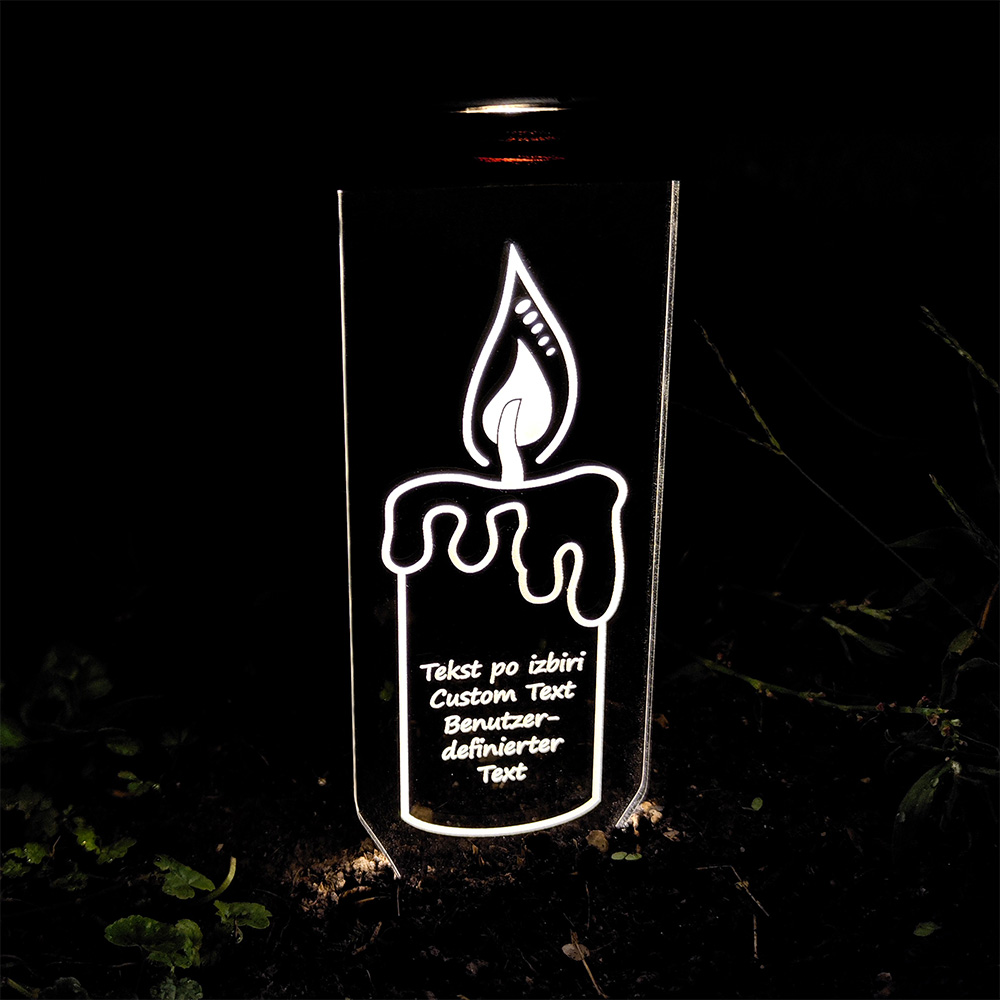Personalized Solar Grave Candle with custom text engraving