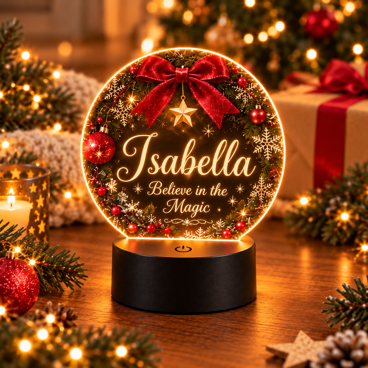 Custom AI personalized LED night light with unique acrylic design – creative personalized Christmas gift