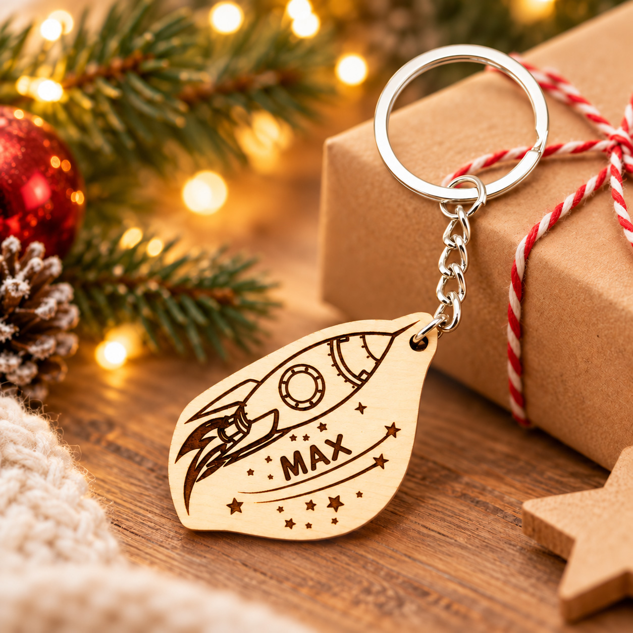 Personalized rocket keychain with custom child name – Christmas stocking filler for kids