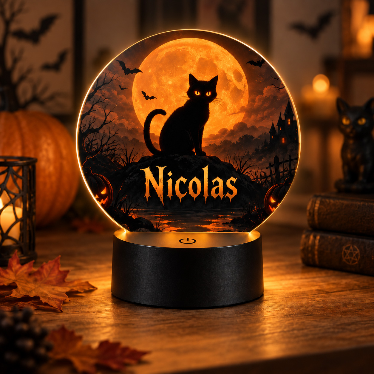 AI personalized LED night light with custom Halloween artwork – unique personalized Halloween gift